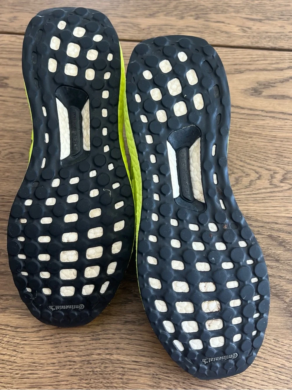 adidas Black Knit Running Shoe with Neon Yellow Midsole